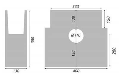 Betonová vpusť B125 s litinovou mříží H120 333 x 130 x 380 mm