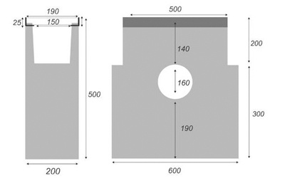 Betonová vpusť B125 s litinovou mříží H200 500 x 200 x 600 mm